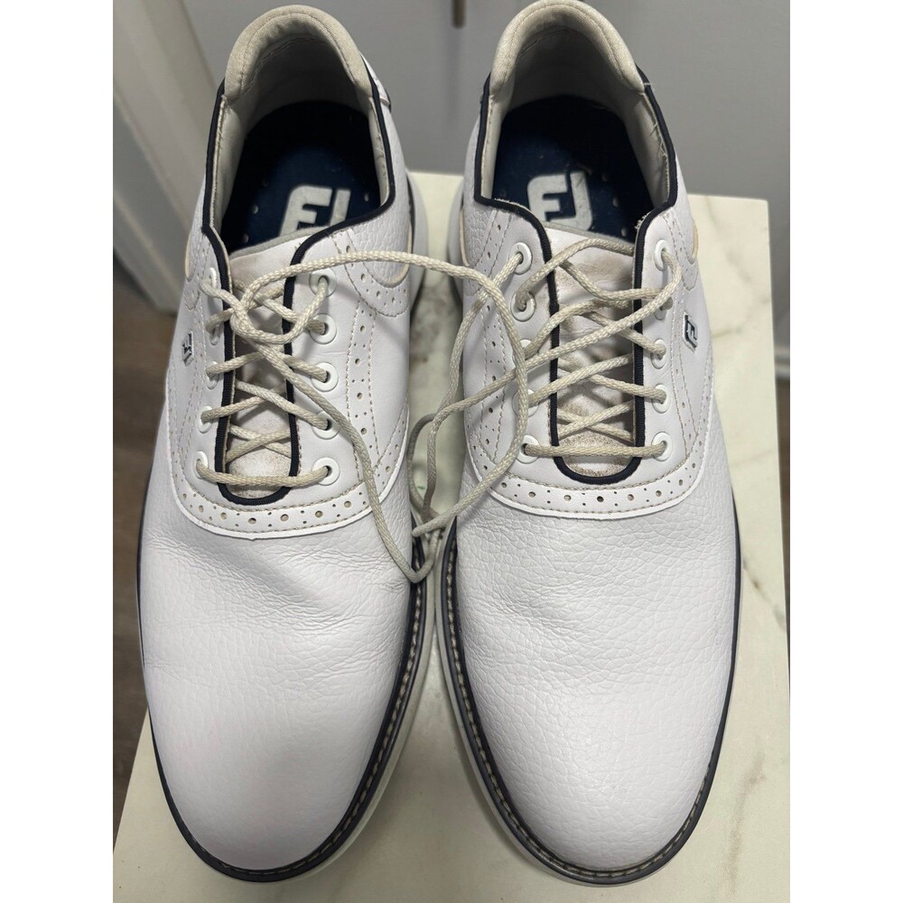 FootJoy Traditions Spikeless golf shoes White/Navy Golf Shoes size 10.5 - Picture 4 of 6